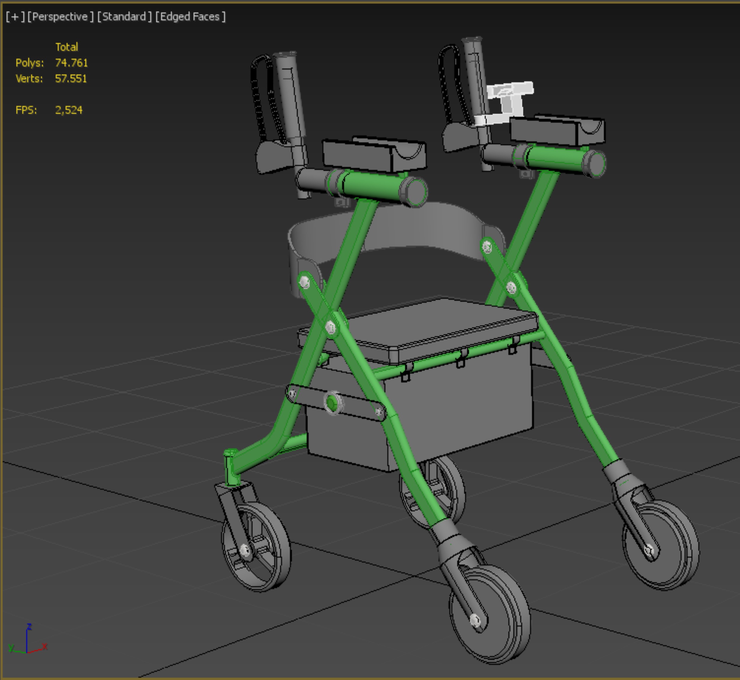 WHEELED WALKER ROLLATOR ROLLING FOLDABLE WALKING FRAME SEAT AID 3D model_32