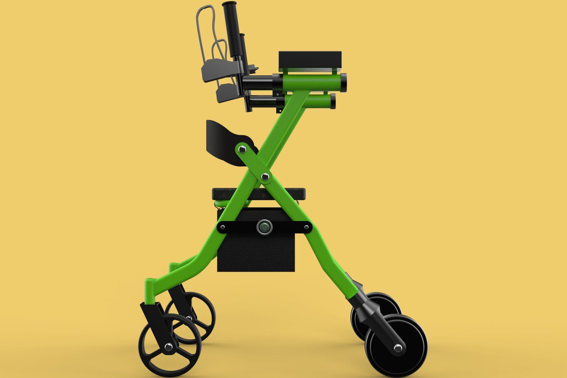 WHEELED WALKER ROLLATOR ROLLING FOLDABLE WALKING FRAME SEAT AID 3D model_25