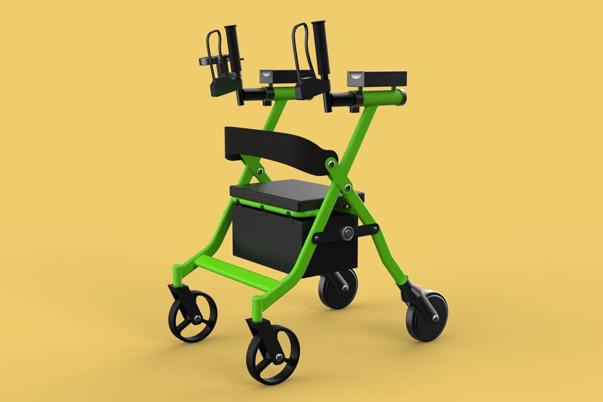 WHEELED WALKER ROLLATOR ROLLING FOLDABLE WALKING FRAME SEAT AID 3D model_12