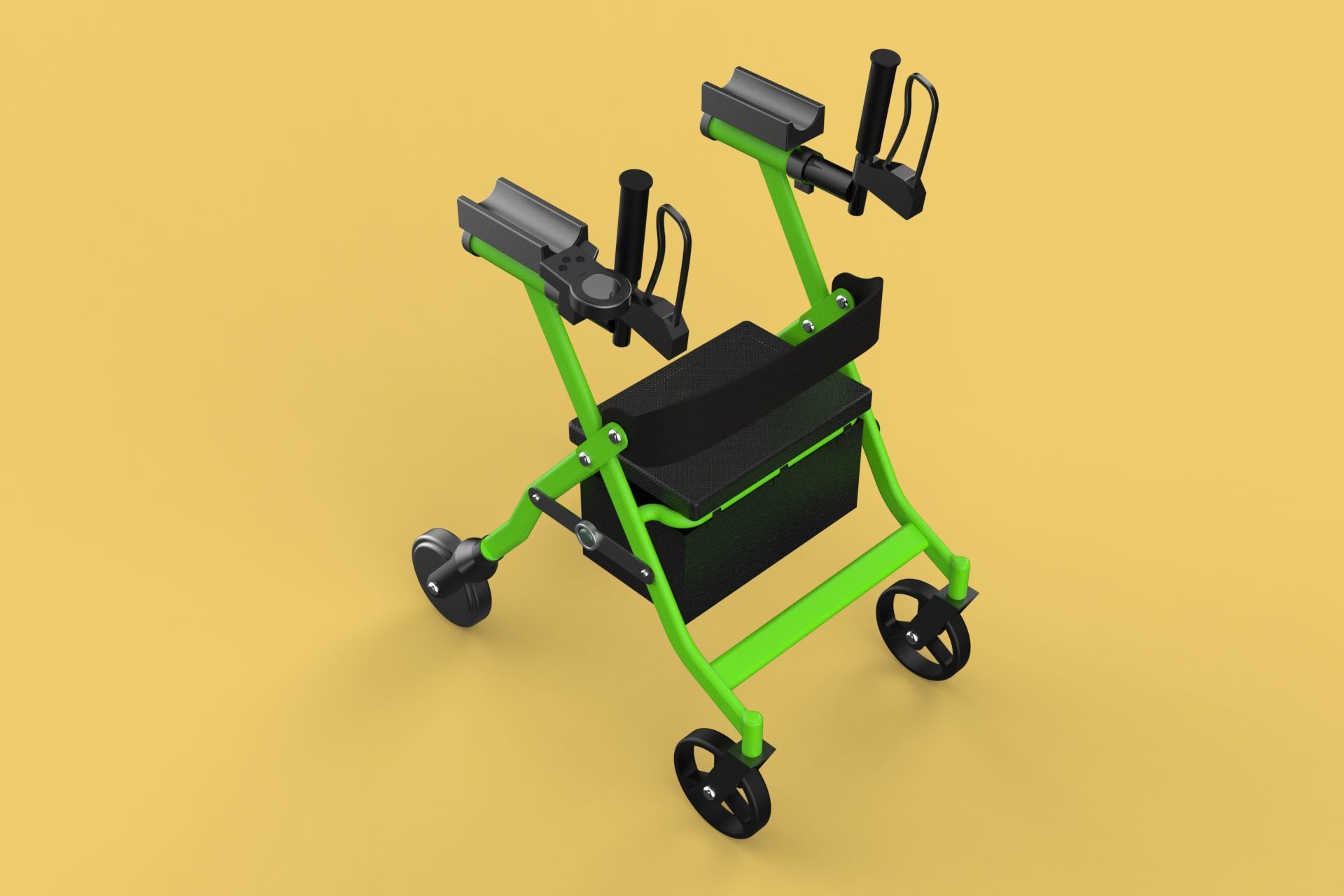 WHEELED WALKER ROLLATOR ROLLING FOLDABLE WALKING FRAME SEAT AID 3D model_6