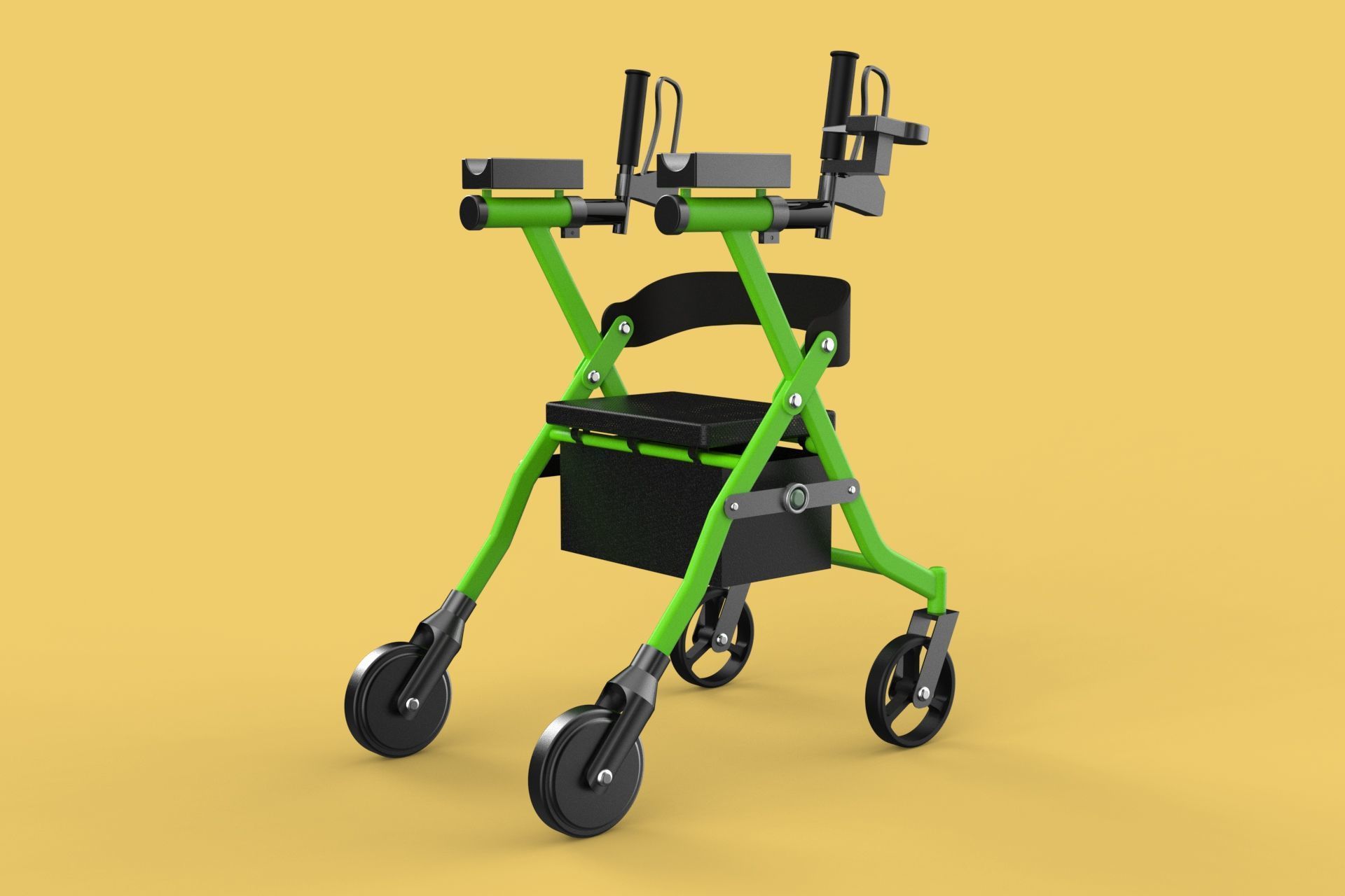 WHEELED WALKER ROLLATOR ROLLING FOLDABLE WALKING FRAME SEAT AID 3D model_9