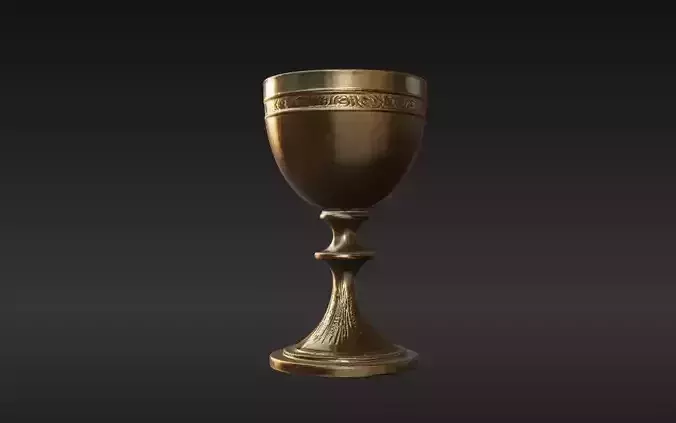 Golden Chalice 9 Low-poly 3D model