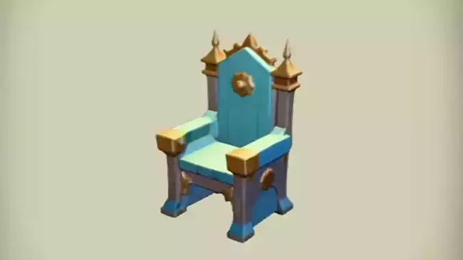 ornate wooden throne 3d Game Ready Model