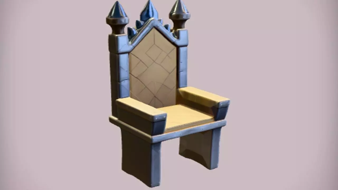 ornate throne with spikes 3D model_0