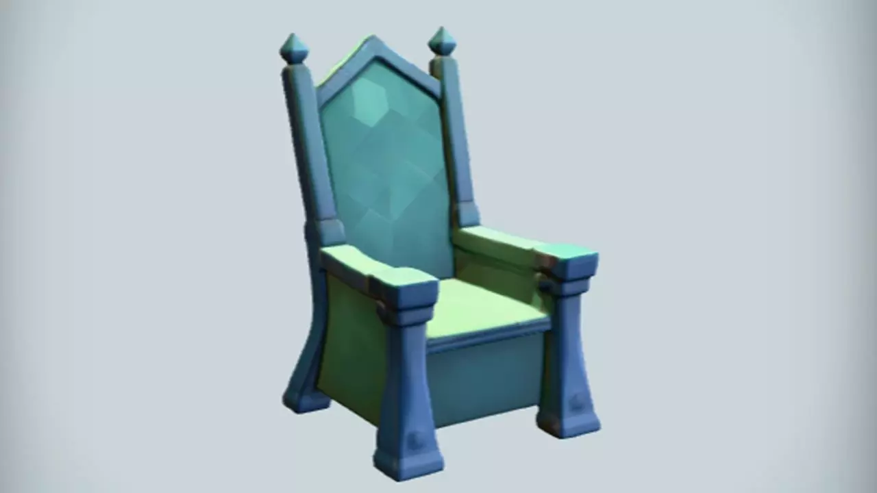 ornate throne chair 3D model_0
