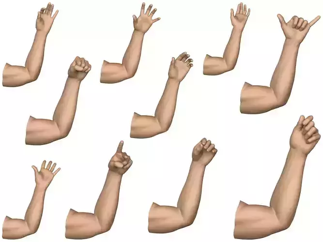 3D Print Ready 40 Man Hand Pose Collection