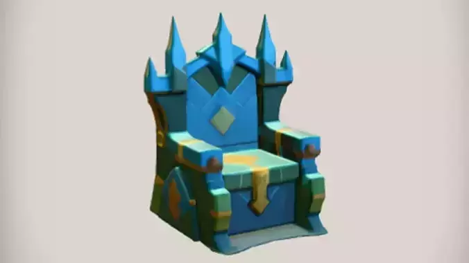 ornate throne  3D Game Ready Model