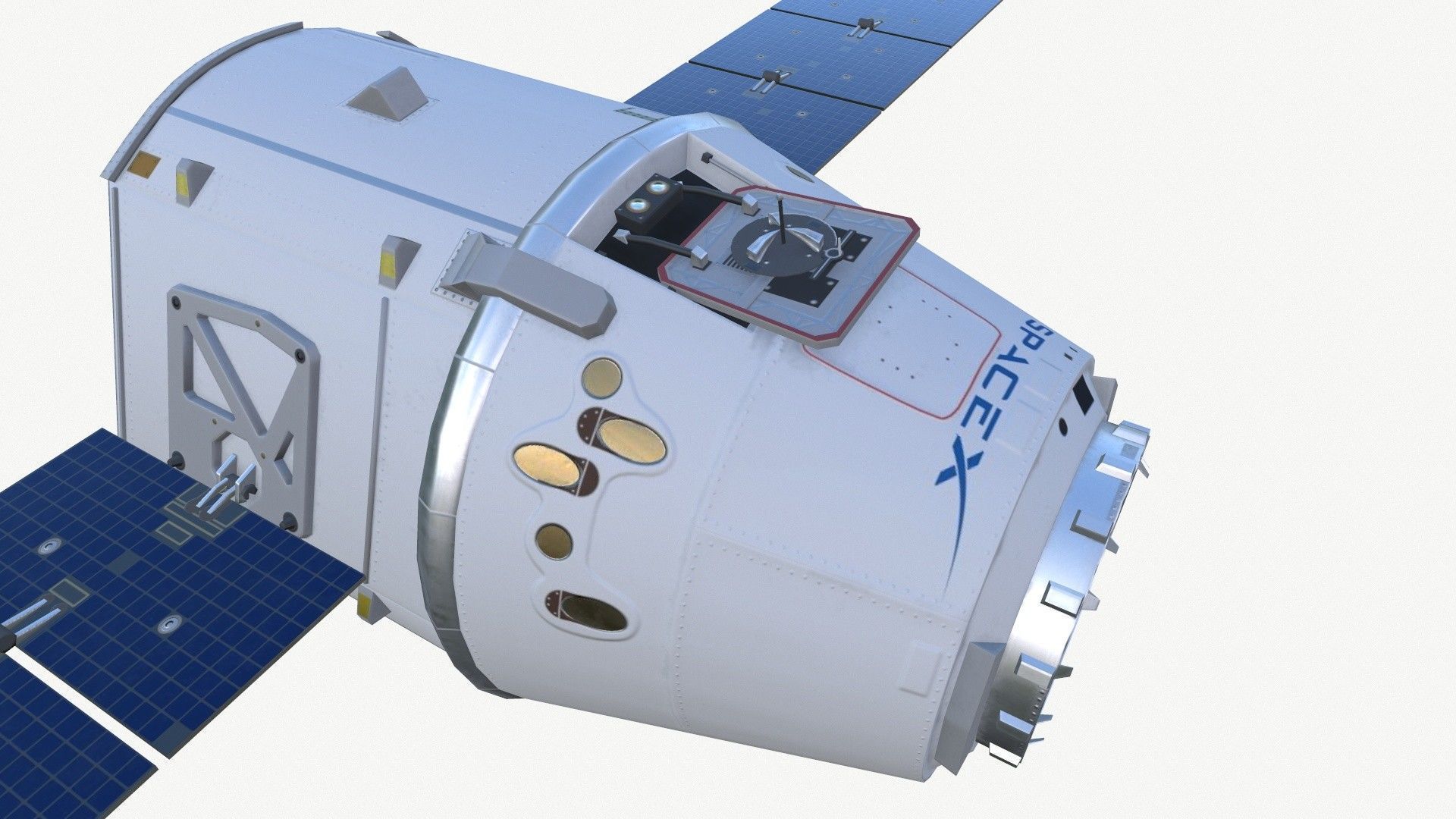 SpaceX Dragon Spacecraft Low-poly 3D model_5
