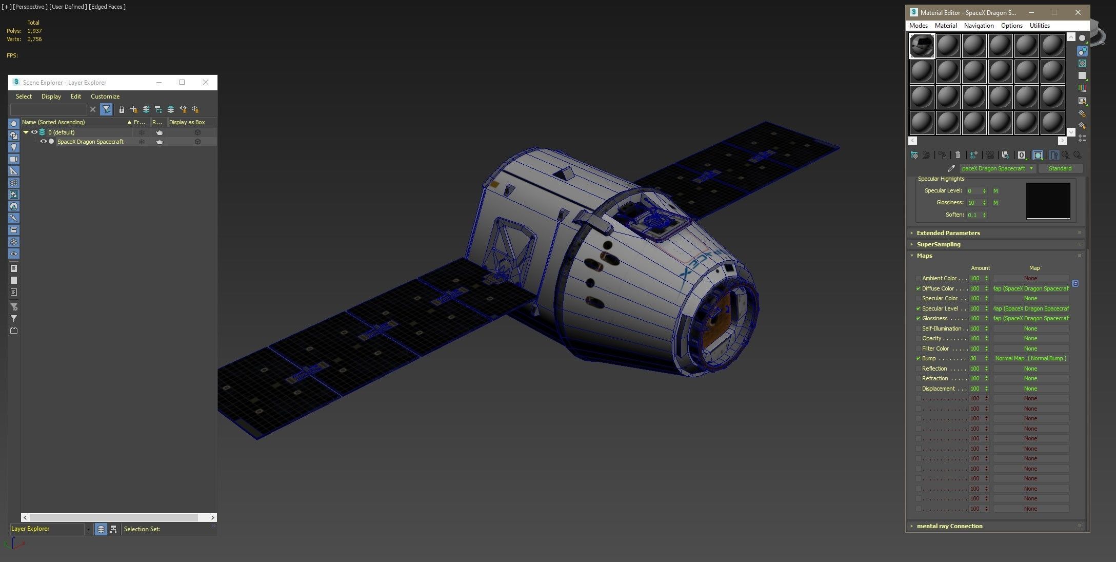 SpaceX Dragon Spacecraft Low-poly 3D model_17