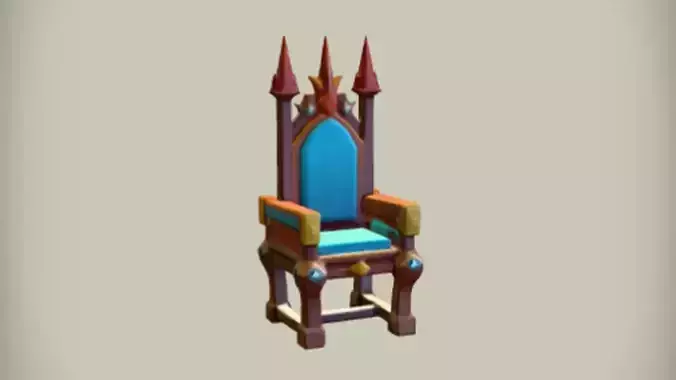 ornate fantasy throne  3d Game ready Model