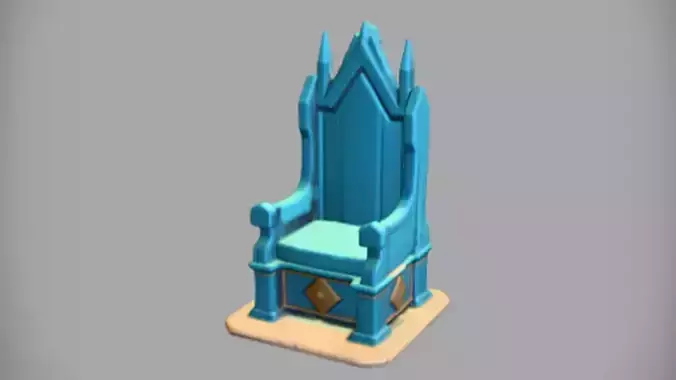 ornate fantasy throne  3d Game ready Model