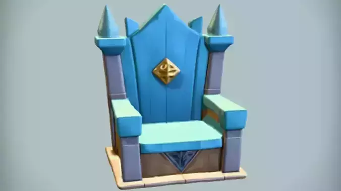 ornate fantasy throne 3d Game ready Model