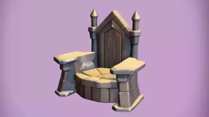 medieval stone throne  3d Game ready Model