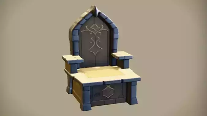 Medieval stone and wood throne