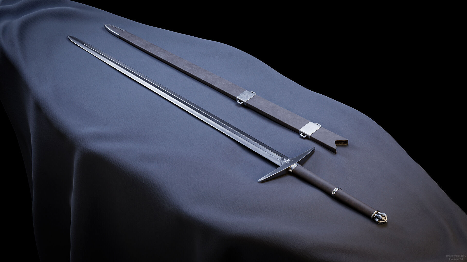 Sword and Scabbard Low-poly 3D model_4