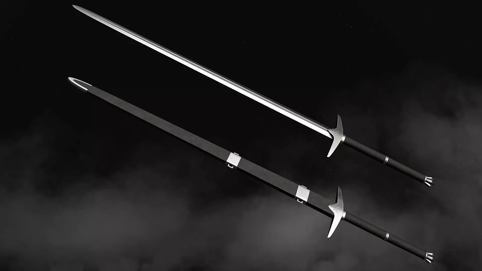 Sword and Scabbard Low-poly 3D model_0