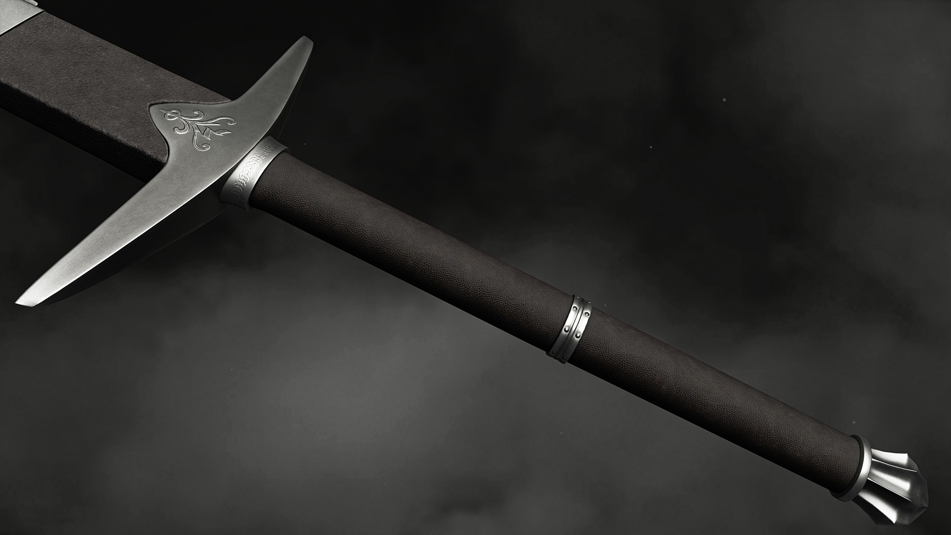 Sword and Scabbard Low-poly 3D model_2
