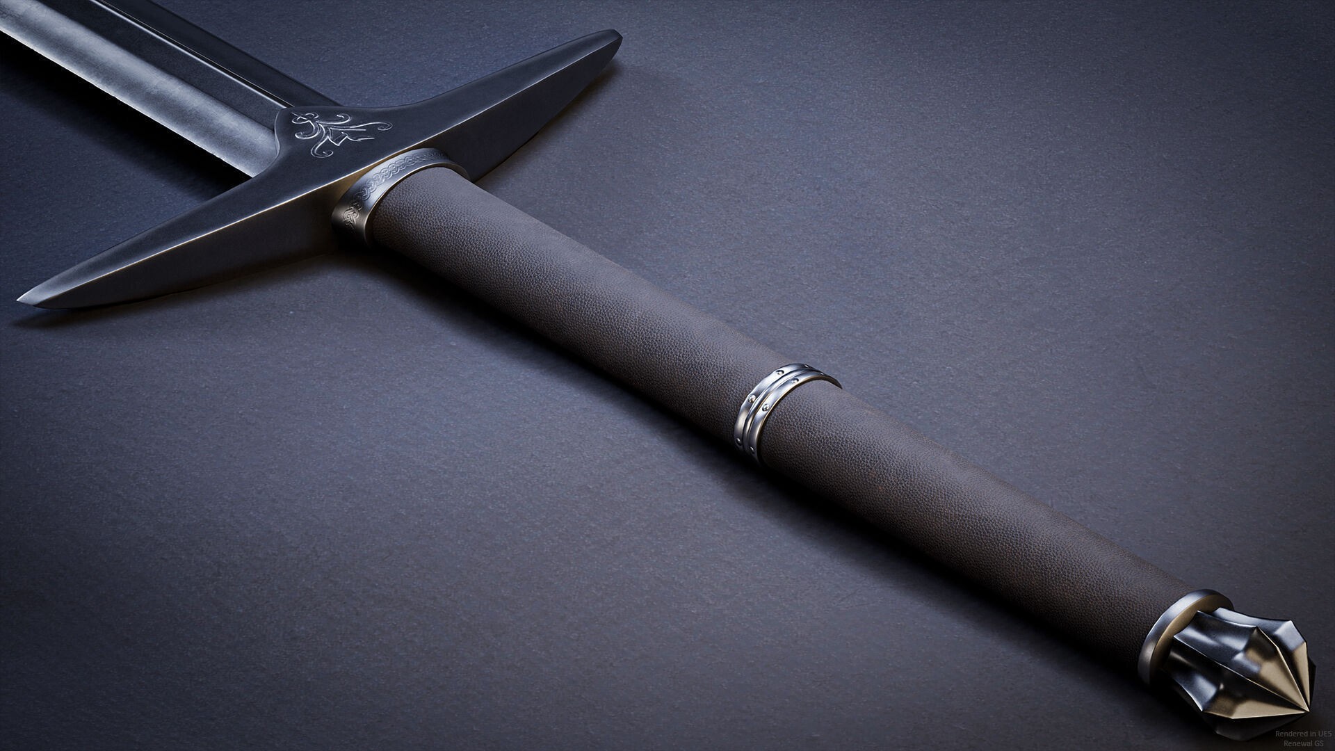 Sword and Scabbard Low-poly 3D model_5