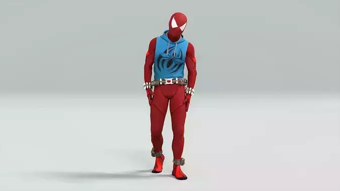 Scarlet Spider man Rigged Animated Low-poly 3D model