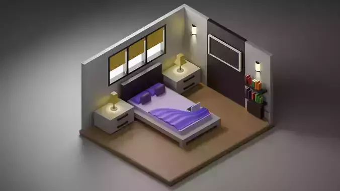 Low poly Isometric Bedroom