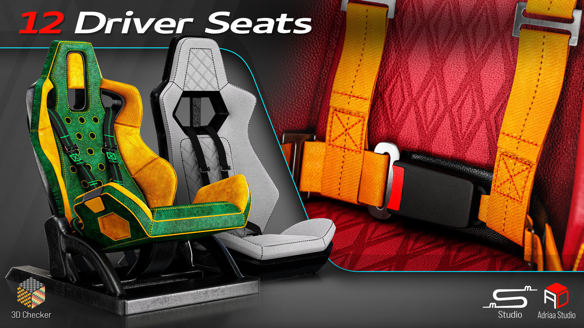 12 Driver Seats Low-poly 3D model_6