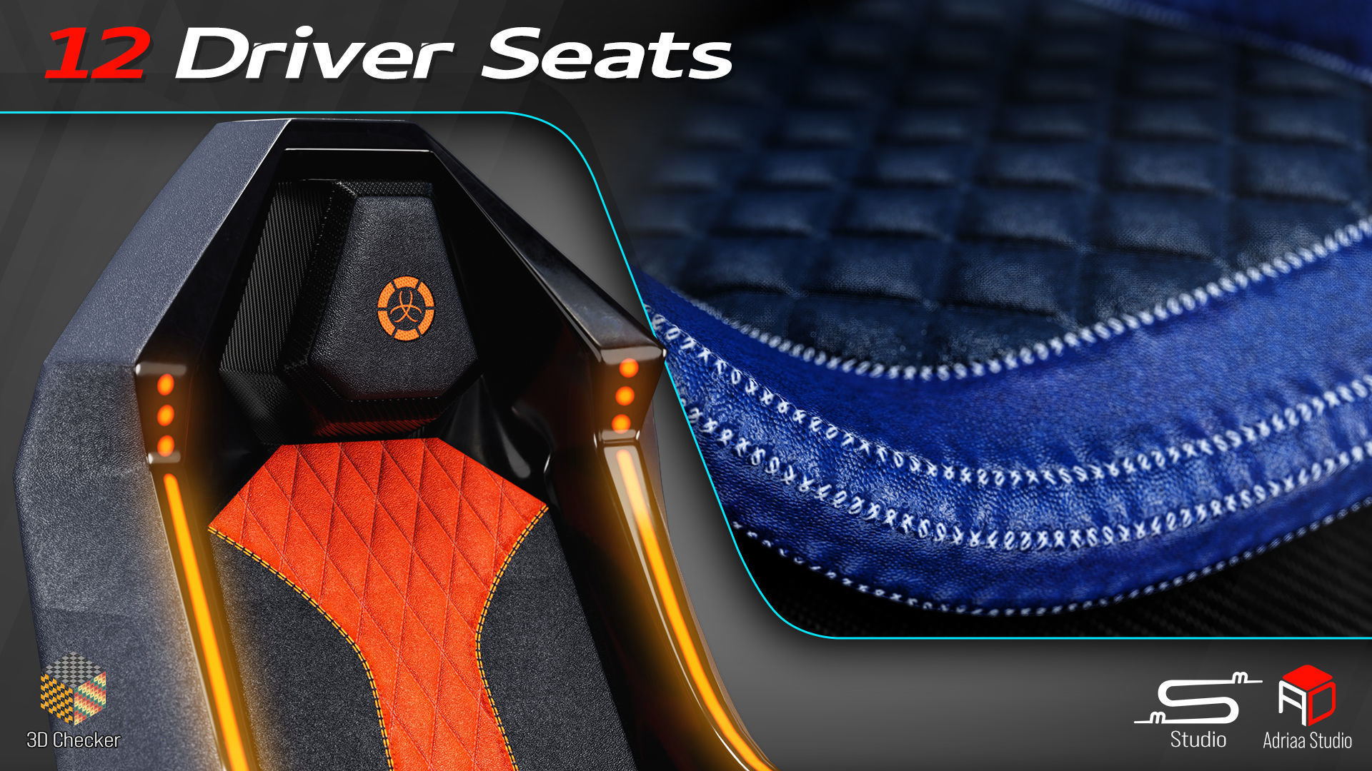 12 Driver Seats Low-poly 3D model_12