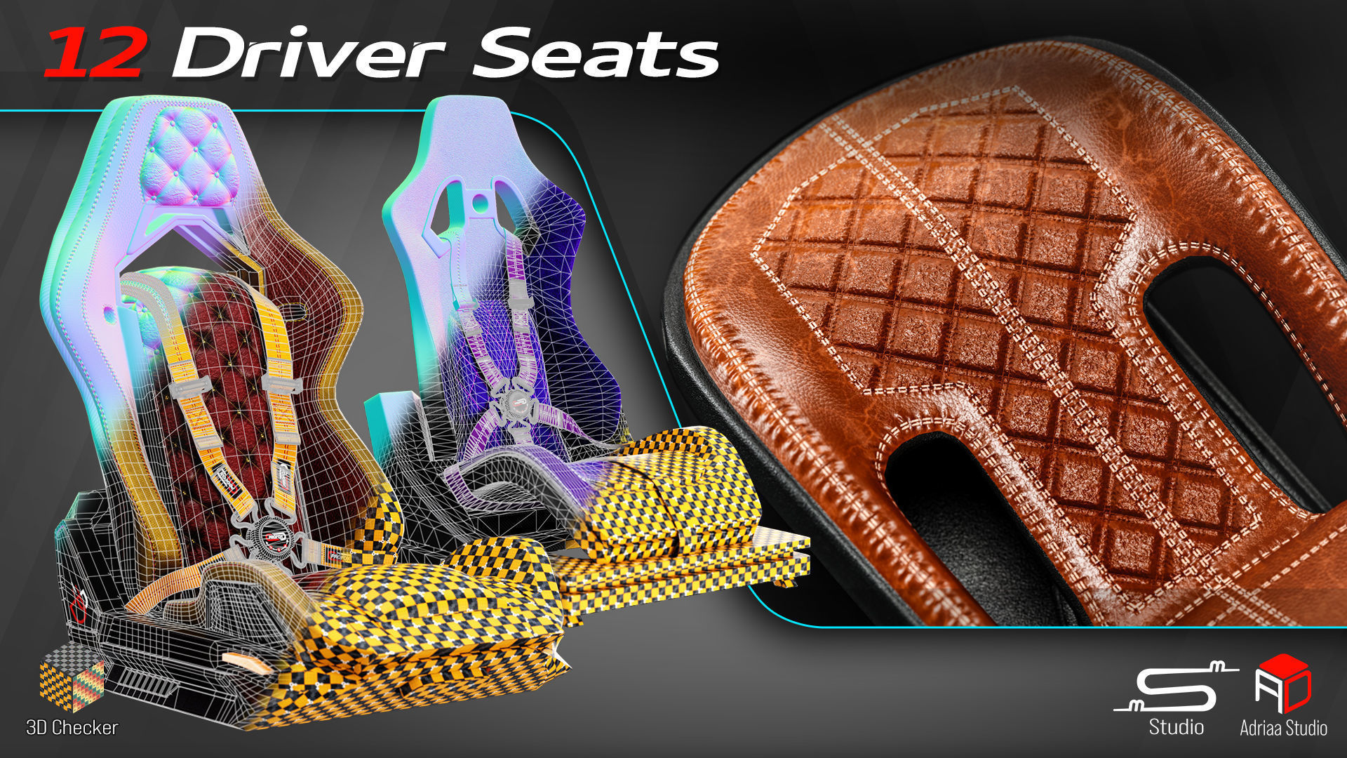 12 Driver Seats Low-poly 3D model_9
