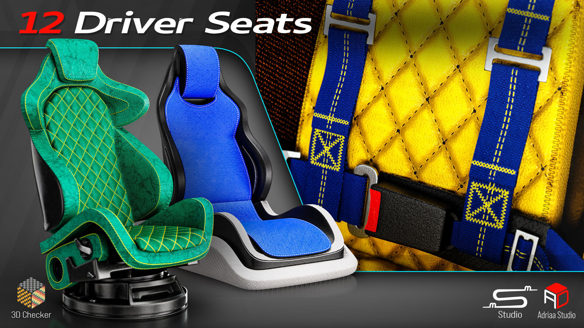12 Driver Seats Low-poly 3D model_7