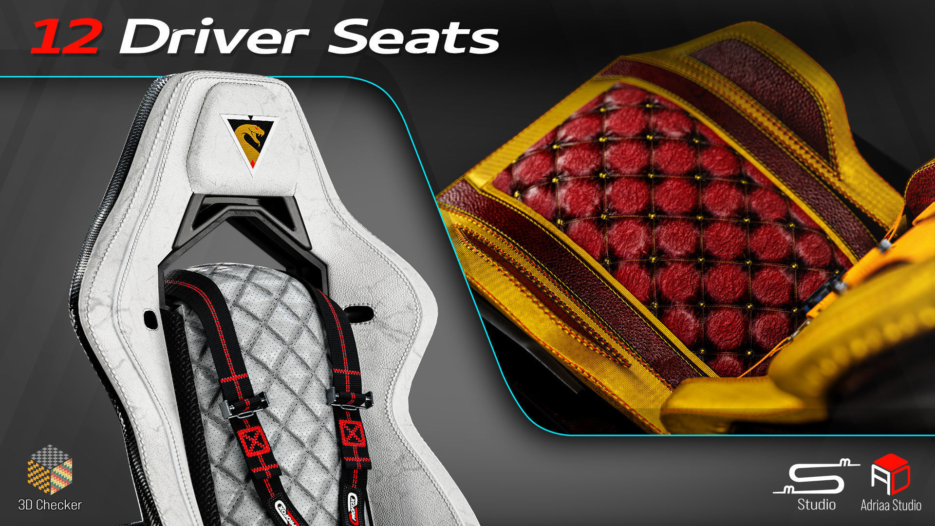 12 Driver Seats Low-poly 3D model_2