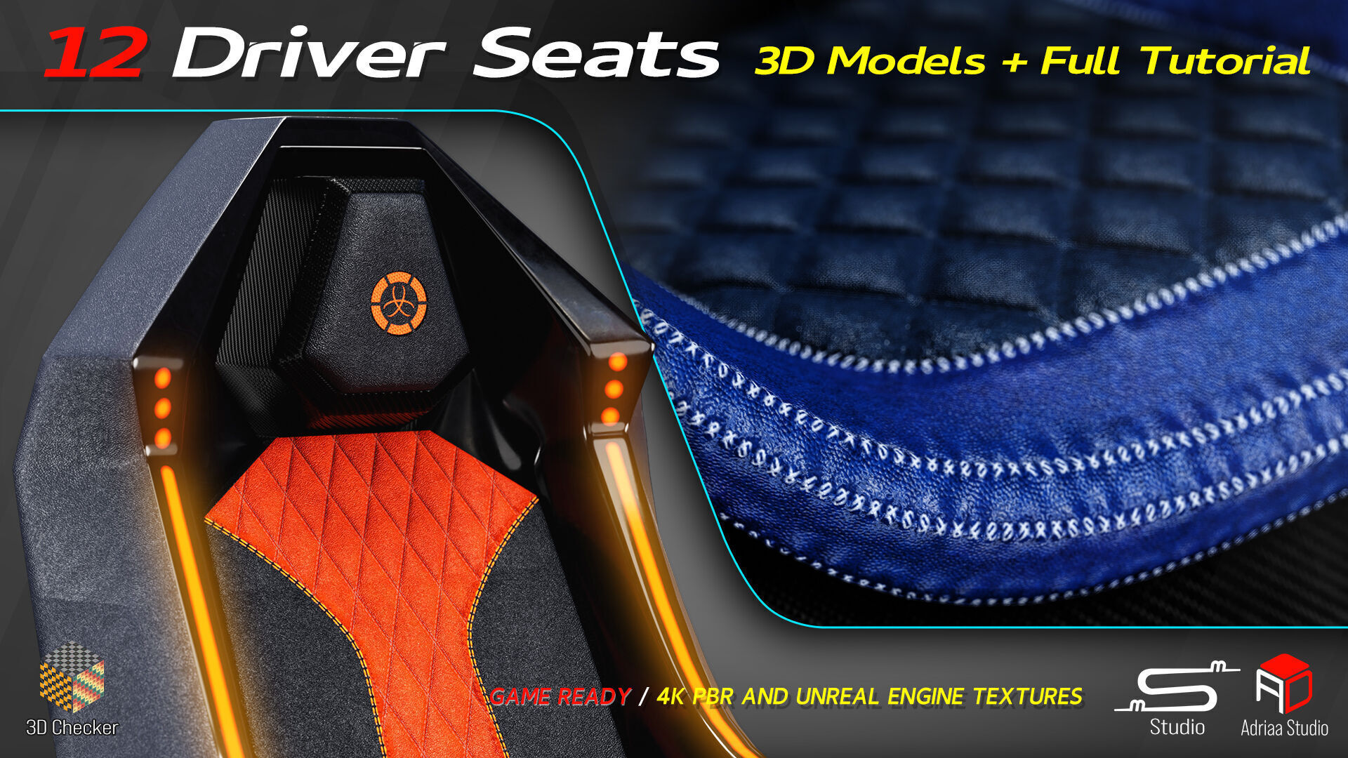 12 Driver Seats Low-poly 3D model_11
