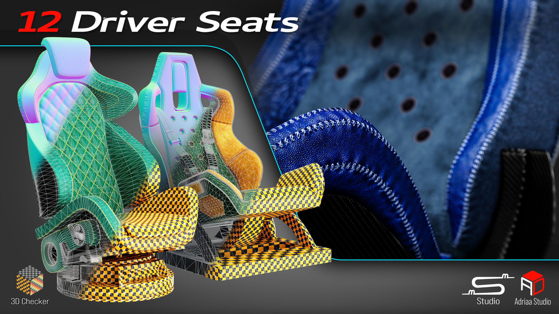 12 Driver Seats Low-poly 3D model_10