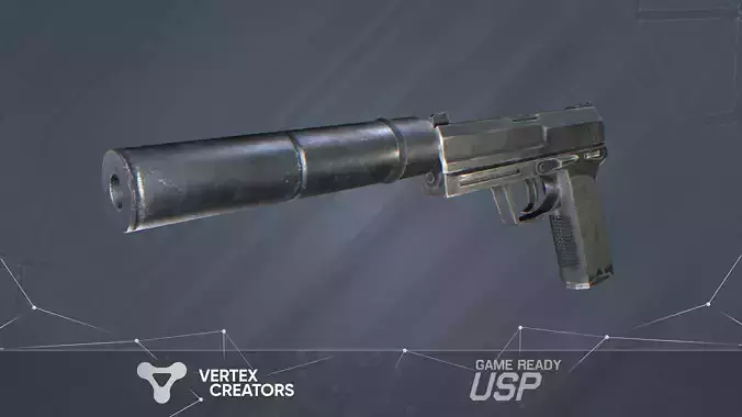 Game ready - USP pistol Low-poly 3D model