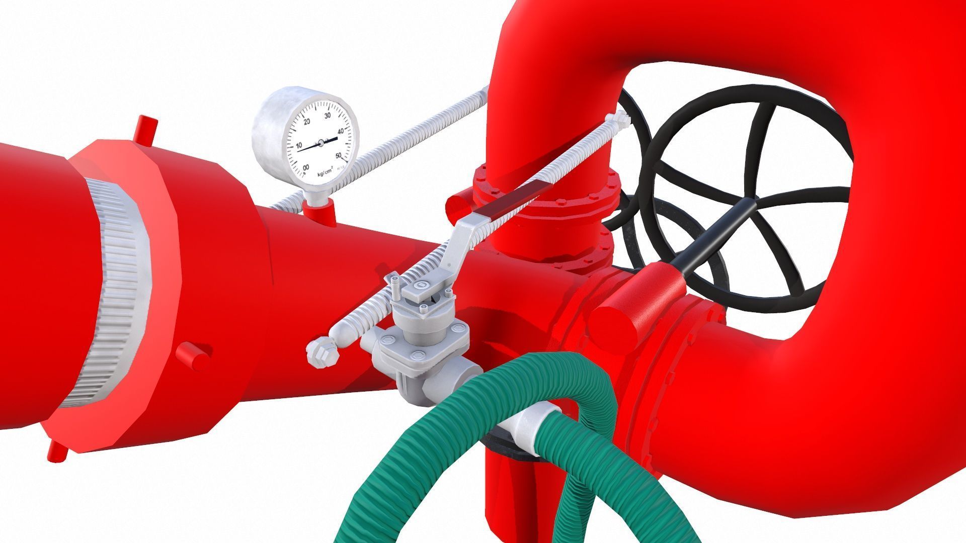 Fire Hose Low-poly 3D model_8