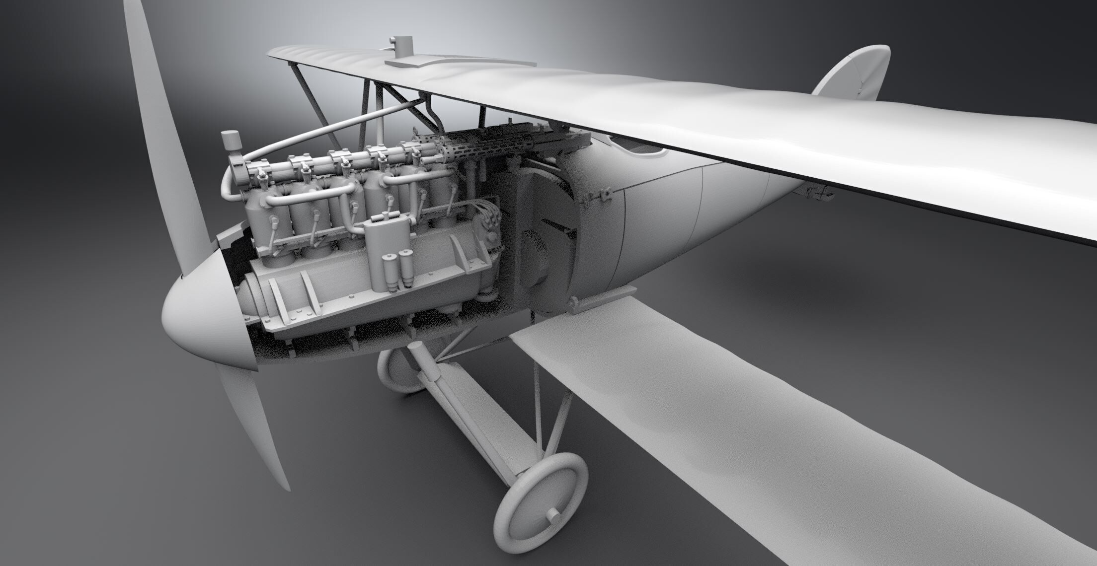 Albatros D WW1 Biplane scale model  3D print model_7