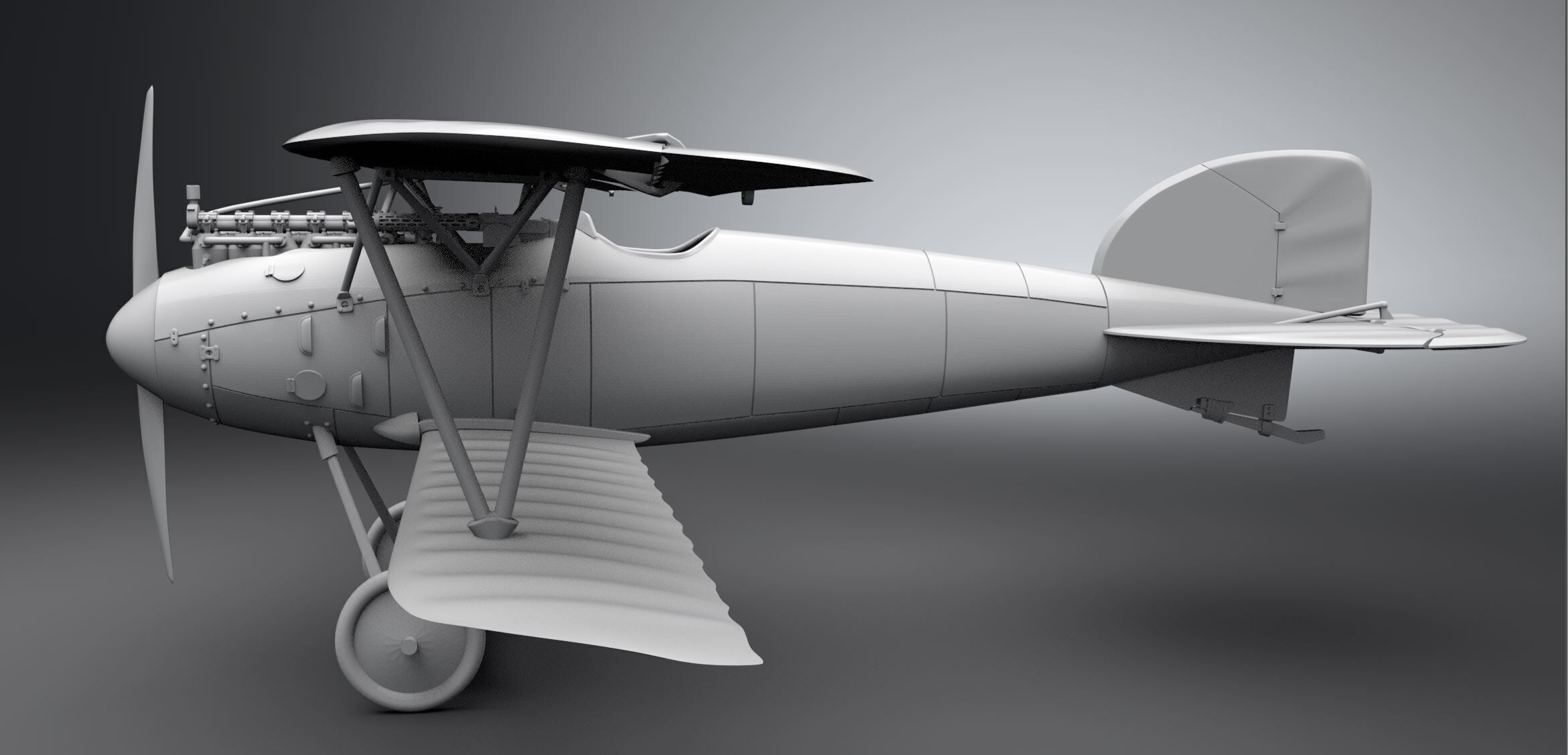 Albatros D WW1 Biplane scale model  3D print model_1