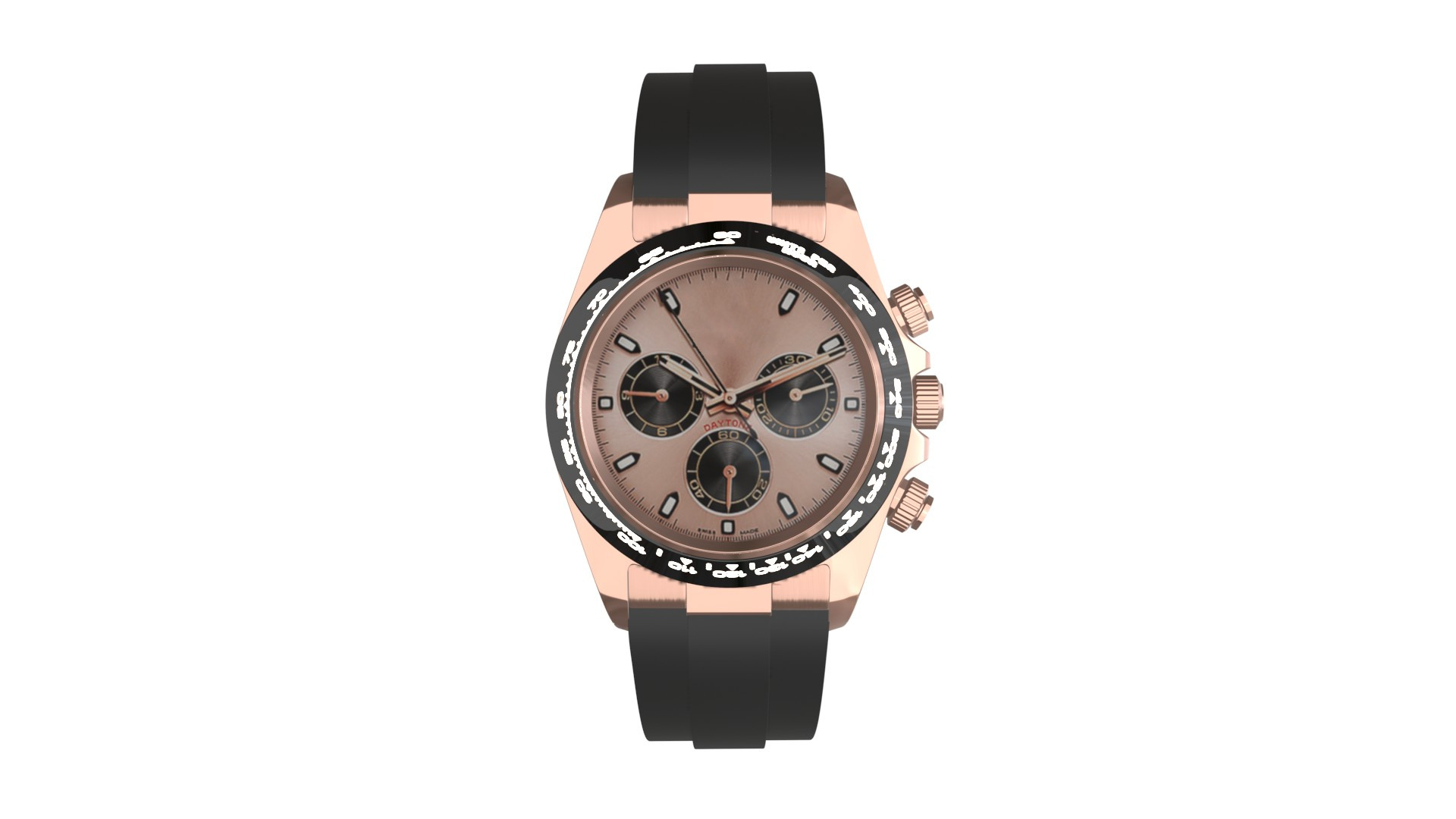 Watch Cosmograph Daytona Pink Gold - Sundust and Black Dial Low-poly 3D model_1