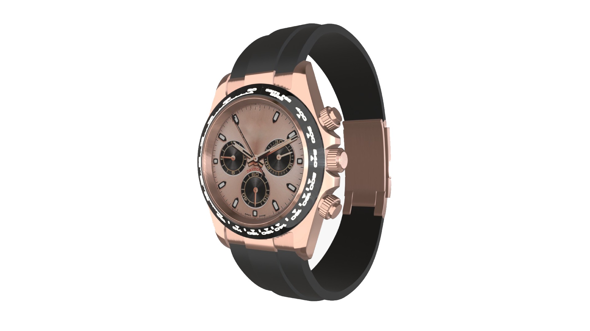 Watch Cosmograph Daytona Pink Gold - Sundust and Black Dial Low-poly 3D model_2