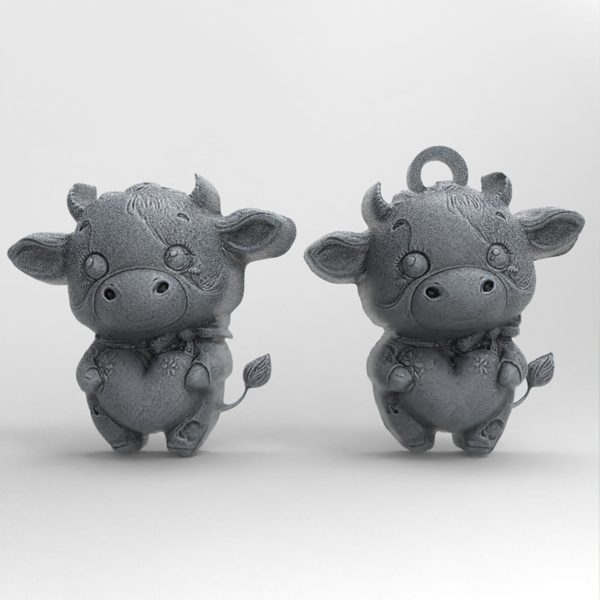 cute cow with heart decor  3D print model_2