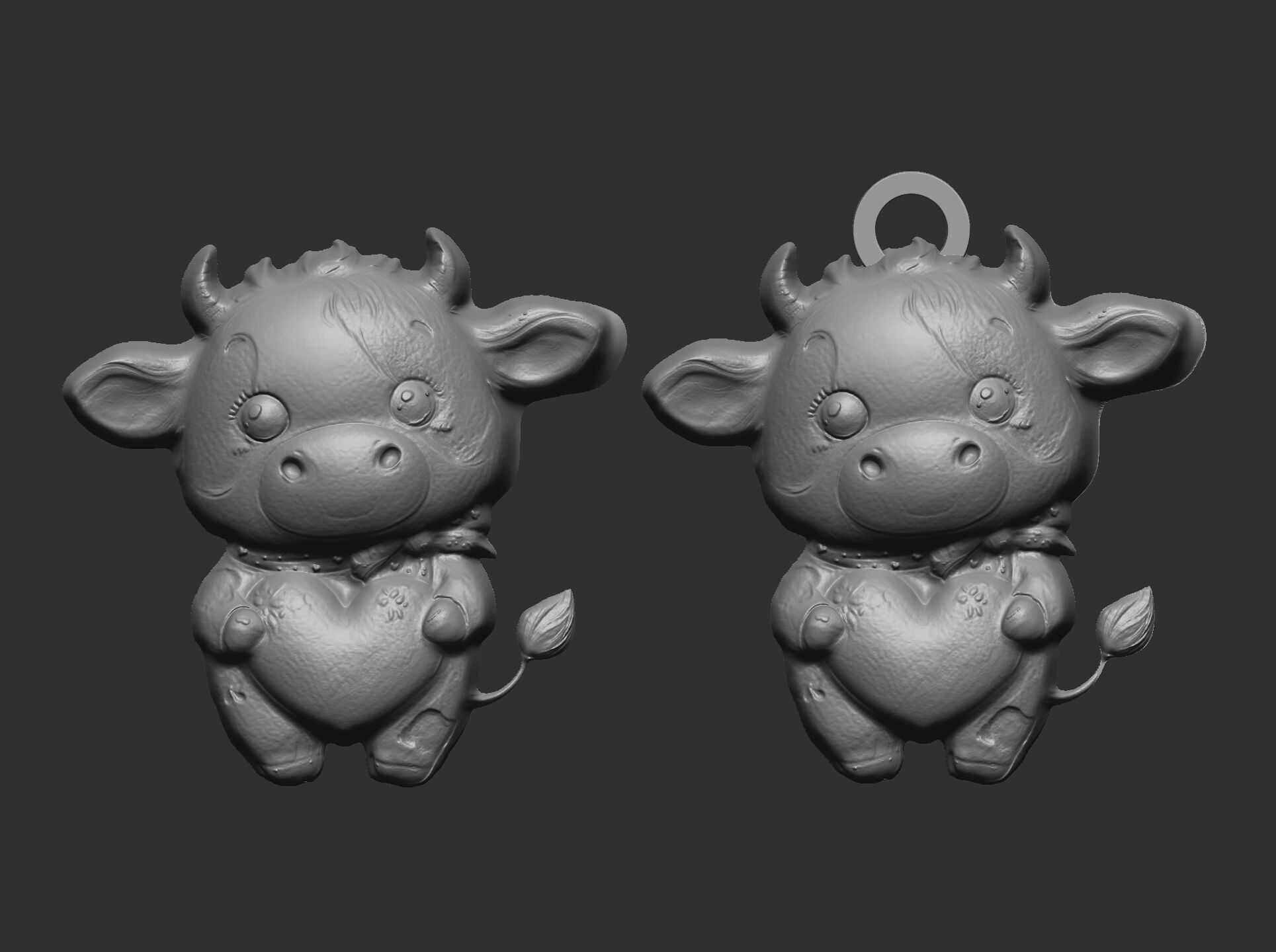 cute cow with heart decor  3D print model_3