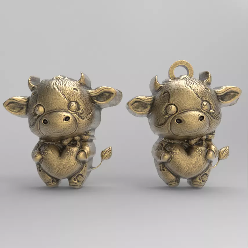 cute cow with heart decor  3D print model_0