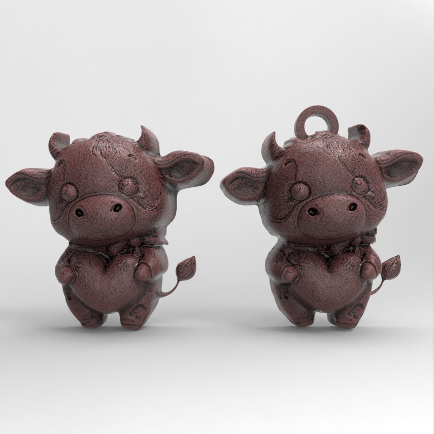 cute cow with heart decor  3D print model_1