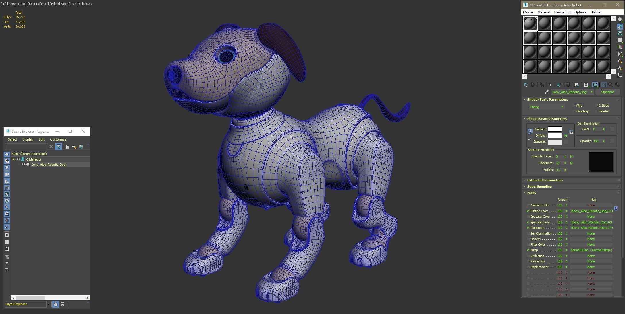 Sony Aibo Robotic Dog Low-poly 3D model_26