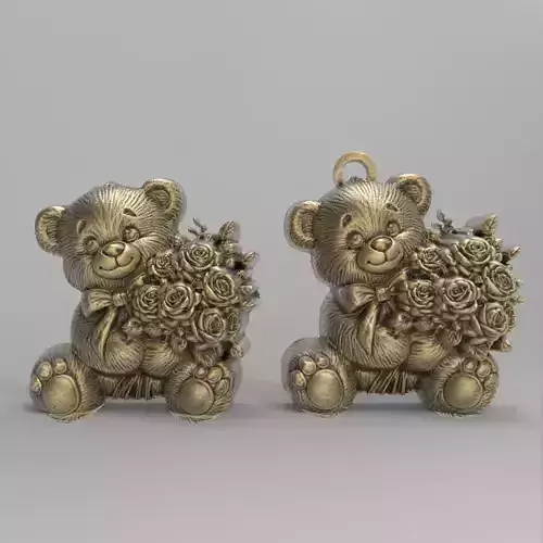 valentines cute teddy with flowers 