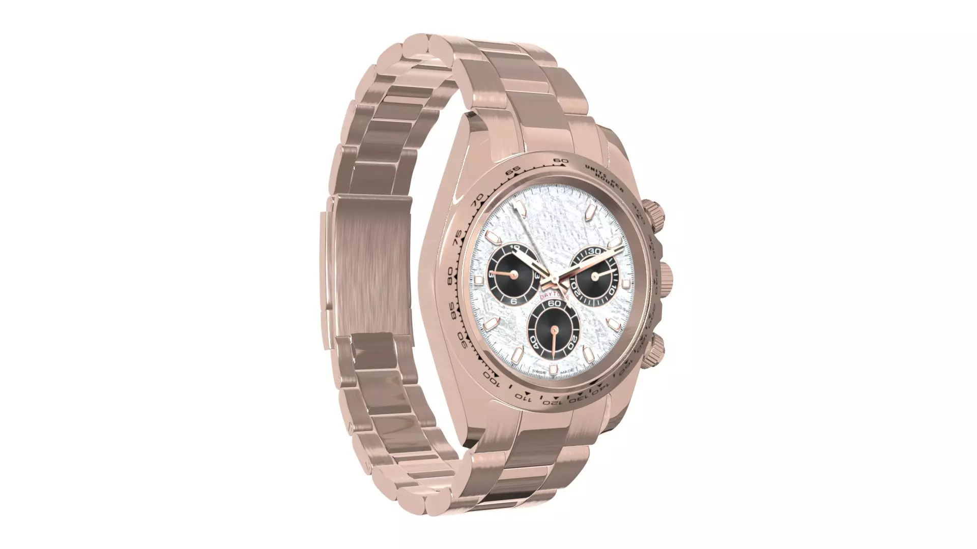 Watch Cosmograph Daytona Pink Gold - Black Dial Low-poly 3D model_0