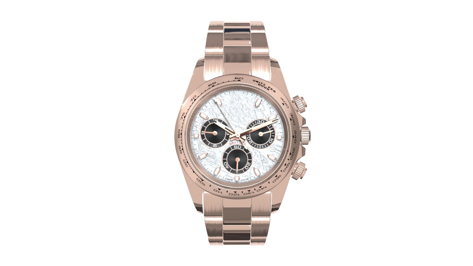 Watch Cosmograph Daytona Pink Gold - Black Dial Low-poly 3D model_1