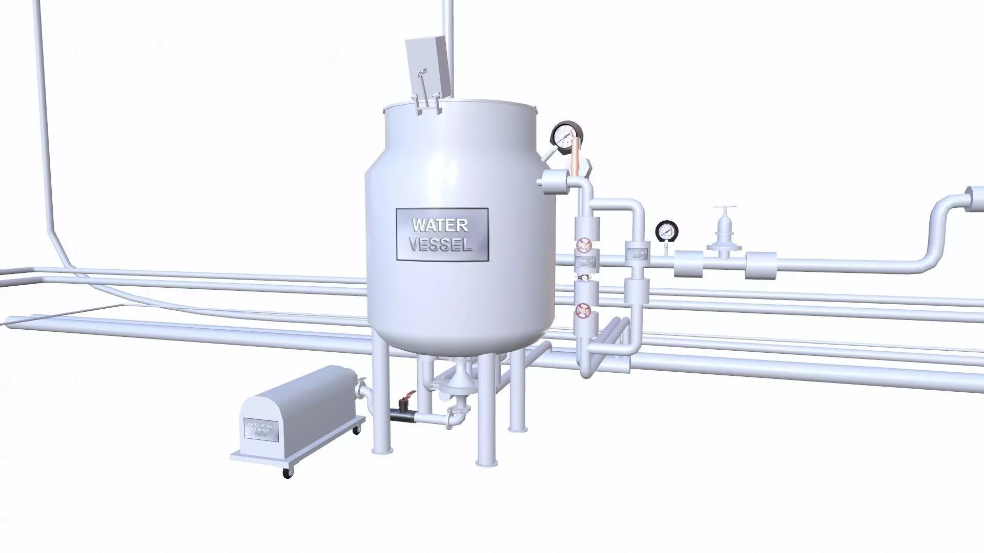 Vessel and Pipe Connection Low-poly 3D model_0