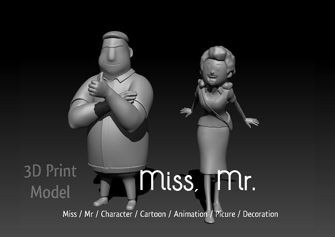 Miss    Mr Free 3D print model