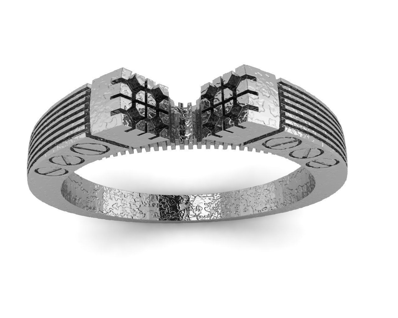 Geometric ring 3D print model_1