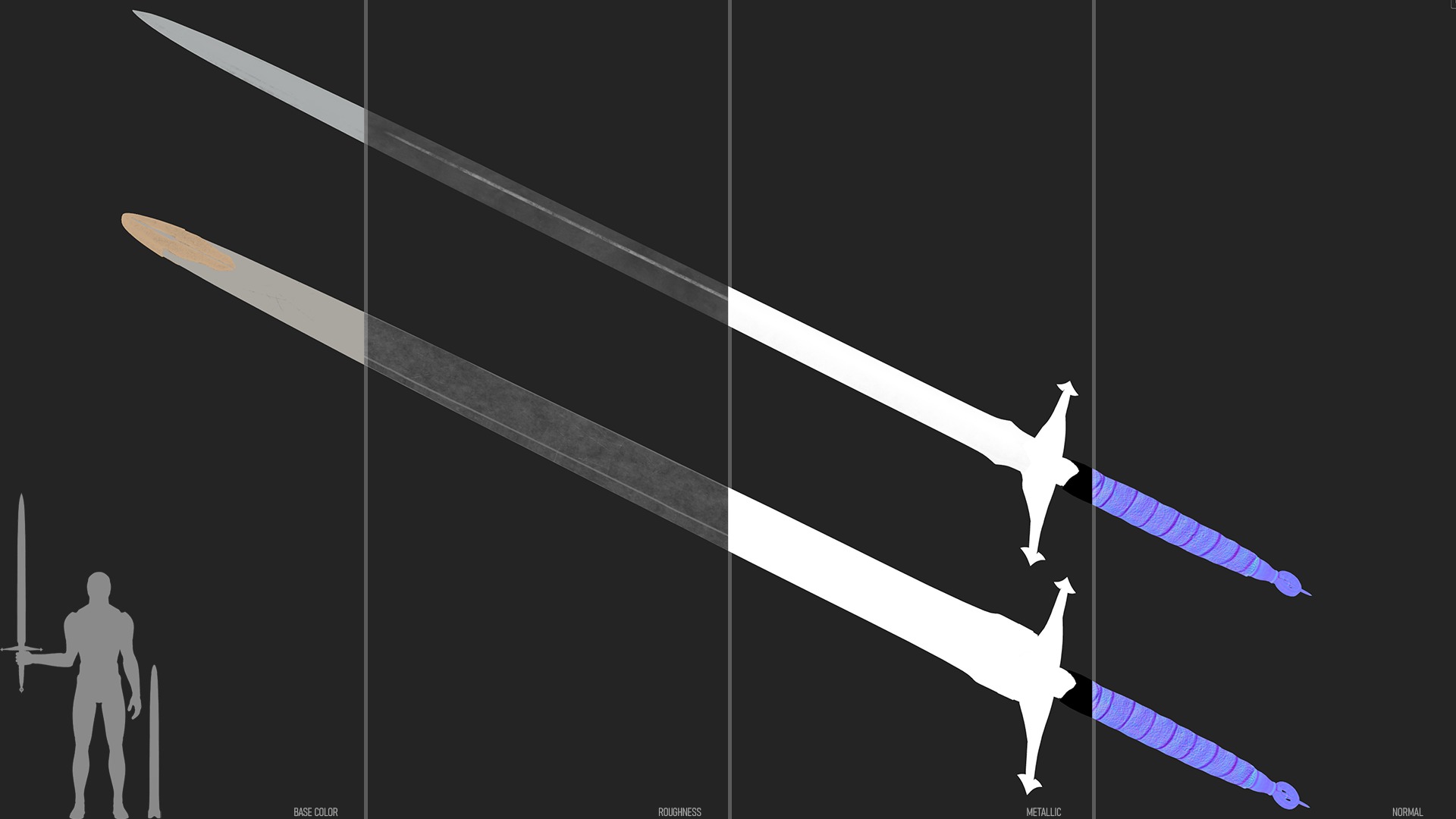 Sword and Scabbard D Low-poly 3D model_2