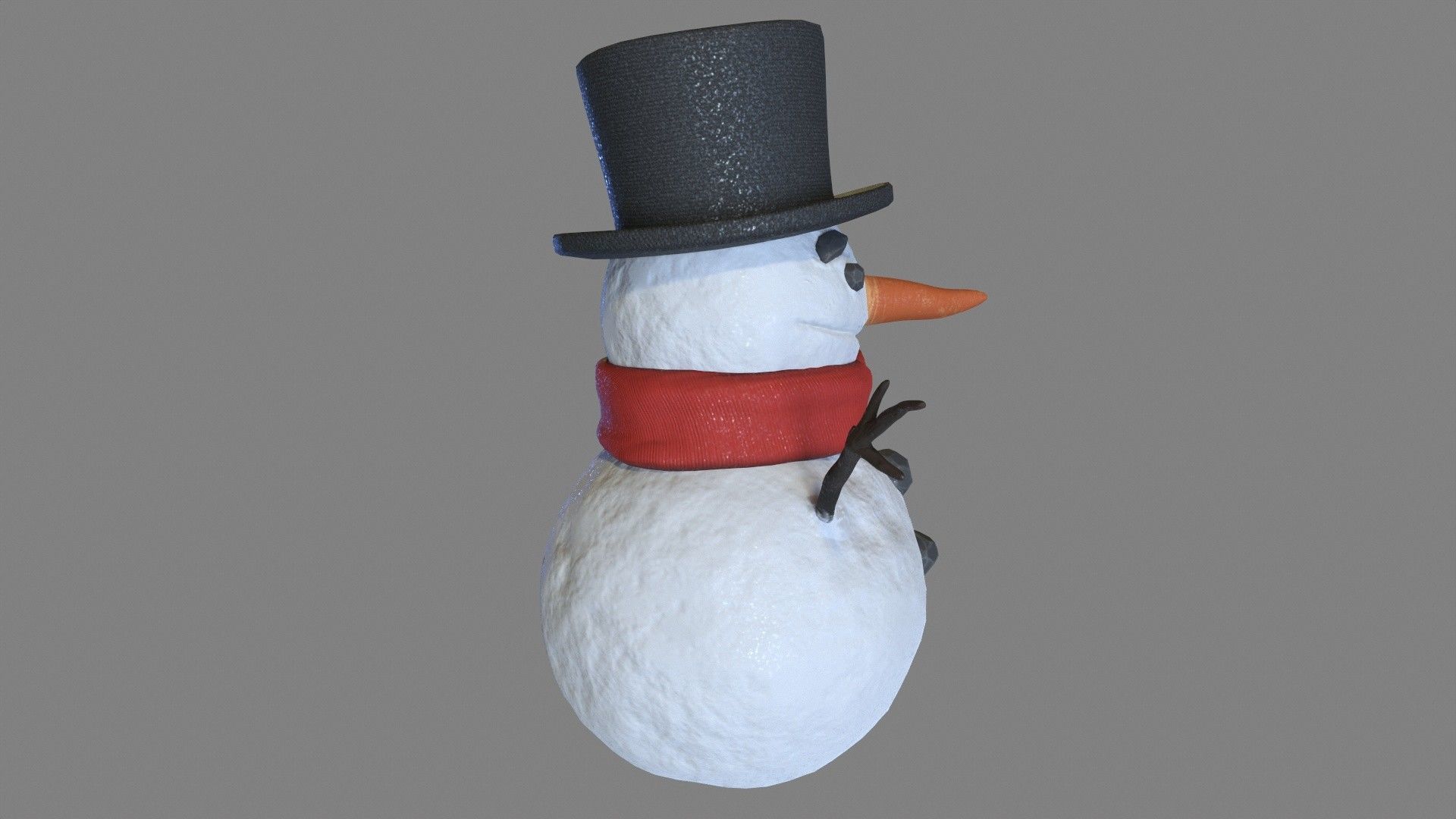 Snowman Low-poly 3D model_6
